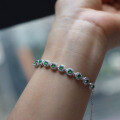 wholesale S925 Silver Natural A-Grade Icy Multi-Grain Spicy Green Jade Bracelet, Minimalist and Luxurious-0-4