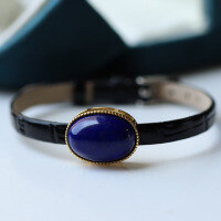 wholesale S925 Silver Inlaid Natural Old Mine Royal Lapis Lazuli Dial Pendant Dual-Use Large Cabochon No White Slight Gold Fashion-Lapis Lazuli Dial Pendant Dual Use 925 Silver