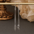 wholesale Sterling Silver S925 Full Body Cat and Fishbone Long Drop Dangle Earrings for Women Cute Ear Accessories Factory Wholesale-0-1