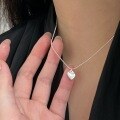 wholesale S925 Sterling Silver Dainty Minimalist Everyday Versatile Korean-style Heart Pendant Collarbone Necklace for Women New-0-1