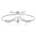 wholesale S925 Sterling Silver Jewelry Aquamarine Silver Bracelet Gemstone Heart Bracelet for Women High-End Minimalist Small Bracelet-0-4