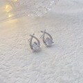 wholesale S925 Sterling Silver Geometric Zircon Earrings Korean Style New Fashion Cross Fishtail Set with Diamonds Luxury Versatile Stud Earrings for Women-0-1