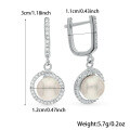 wholesale S925 Sterling Silver Micro-Inlaid Zircon and Pearl Shell Bead Circular Hoop Ear Clasp, Minimalist and Luxurious Elegant Earrings-0-5