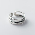 wholesale S925 Silver Thai Silver Double-Layer Wavy Curve Vintage Distressed Style Elegant Adjustable Ring for Women R00502-0-3