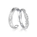 wholesale S925 Sterling Silver Adjustable Intertwined Branch Couple Rings Pair, Minimalist Design, Premium Feel-0-4