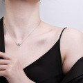 Sterling Silver Moissanite Women's Light Luxury Necklace, Hypoallergenic, Tarnish-Resistant-0-2