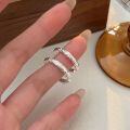 wholesale S925 Sterling Silver Hammered Irregular Ring for Women, Small and Unique Design, Minimalist Style Letter Ring with a Premium Feel-0-1
