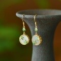 wholesale 925 Silver New Chinese Style Retro National Wind Earrings with Certificate, Hetian Jade Earrings, Long Bamboo Leaf Drip Glue Enamel Earrings-0-2