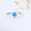 wholesale Metal Material S925 Synthetic Opal Small Fresh Ring, Amazon Wish Best-Selling Small Flower Round Synthetic Opal Ring-0-1