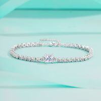 wholesale S925 Sterling Silver Moissanite Diamond Bracelet for Women, Cube-shaped Web Design, Simple and Stylish, Luxury Row of Diamonds-5.5*5.5mm (1 carat moissanite) bracelet