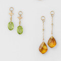 wholesale S925 Silver Plated 14K Gold Peridot and Amber Earrings in Japanese Retro Marrakech Style-0-6