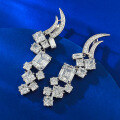 wholesale S925 Sterling Silver Fashion Banquet Style 8*10mm Rectangle High Carbon Diamond Luxury Earrings Foreign Trade Hot Seller-0-2