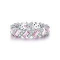 wholesale S925 Sterling Silver Rainbow Pink Full Diamond Ring Emerald Cut High Carbon Diamond Ring-0-4