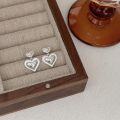 wholesale S925 Sterling Silver Chanel-style Checkered Heart Stud Earrings Women's Korean New Trendy Versatile Earrings-0-3