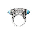 wholesale 925 Silver Gold-Plated Ring with High-Carbon Diamond, Turquoise Decoration, High-End Jewelry, Versatile Accessory, Exquisite Women's Ring-0-5