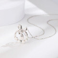 wholesale Original design S925 sterling silver lily of the valley necklace for women, ins-style with a bow accent and white pearl pendant-0-2