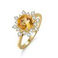 wholesale S925 Sterling Silver Light Luxury Style Candy Color 18 Carat Natural Citrine Gold Ring Customizable-0-4