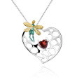 wholesale 925 Silver Enamel Natural Amethyst Pendant Necklace with Designer High-End Gemstone Peter Pan Heart-0-6