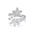 High-Version 925 Silver Moissanite Star Ring, Customizable, Fashion Hot-Sale, Fade-Resistant-0-4