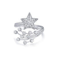 High-Version 925 Silver Moissanite Star Ring, Customizable, Fashion Hot-Sale, Fade-Resistant.-R14084 Moissanite (81 beads)  US size 7/Hong Kong size 15