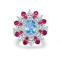 wholesale 925 Sterling Silver Ring with Colorful Zircon, Candy-Colored Ruby and Sapphire, Enclosed Back and Luxuriously Set for Women Wholesale-0-4