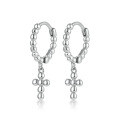wholesale S925 Sterling Silver Geometric Ballpoint Cross Ear Hoop Ear Clasp Individual Trend Niche Design Sense INS Style Earrings-0-4