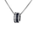 wholesale S925 Sterling Silver Rotatable Resin Black Ring with Zirconia Inlay Necklace, Fashionable Commute Versatile Elegant Women's Collarbone Chain-0-4