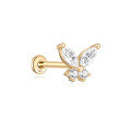 wholesale 14K Gold Flat Back Helix Ear Stud with Diamond Moon Flower-0-6