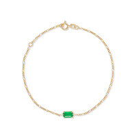 wholesale S925 Sterling Silver Rectangle Emerald And Zircon Bracelet,ins-gold