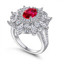 wholesale S925 Sterling Silver Red Ruby Marquise High-Carbon Diamond Unique Design Gemstone Ring, Luxurious and High-End-0-1