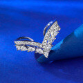 wholesale S925 Silver Adjustable Open V-Shaped Heart Full Diamond Elegant Lady Index Finger Ring for Wholesale-0-1