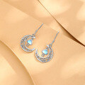 wholesale S925 Sterling Silver Bohemian Moonstone Mushroom Moon Cut-Out Earrings for Women, Cross-Border New Fashion-0-3