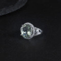 wholesale S925 Sterling Silver Natural Green Amethyst Ring, Fashionably Luxurious Gemstone Setting with 10*12mm Natural Colored Gemstone-0-1