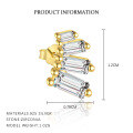 wholesale S925 Sterling Silver Geometric Square Minimalist Earrings For Women With Sparkling Zircon-0-4