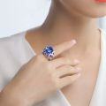 wholesale Metal Material 925 Sterling Silver, ZHUOZHF Jewelry New 10*12mm Fat Square Ring with Blue Sapphire, Extravagantly Set European and American Fashion Ring-0-3