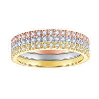 wholesale S925 Sterling Silver Plated 18k Gold Moissanite Stackable Closed Ring from Cross-Border Direct Factory-Gold US size 5.5