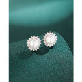wholesale 925 Sterling Silver Freshwater Pearl Earrings, Light Luxury Minimalist Sunflower Autumn Winter Earrings for Women with a Premium Feel-0-1