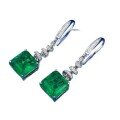 wholesale 925 Silver Plated ZHUOZHFAN Jewelry 10*10mm Simulated Emerald Cut Full Diamond Extravagant Retro Square Earrings Ear Drops-0-4