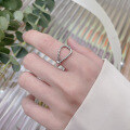wholesale S925 silver vintage distressed geometric twisted rope creative niche trendy unique design open ring-0-2