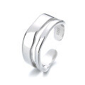 wholesale S925 Sterling Silver Korean Style Personalized Ins Niche Double-Layer Hollow Disco Minimalist Open Adjustable Ring for Women-0-4