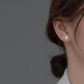 wholesale 999 Silver Korean-style Minimalist Shell Five-Petal Flower Ear Studs for Women, Sweet Earrings M02407-0-2
