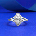 wholesale S925 Sterling Silver 4*8mm Marquise Halo High-End Fashion Ring for Women, Xiaohongshu Live Cross-0-0