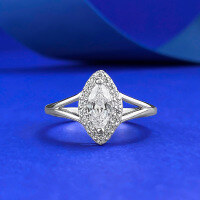 wholesale S925 Sterling Silver 4*8mm Marquise Halo High-End Fashion Ring for Women, Xiaohongshu Live Cross-R1413 Horse Eye No.9