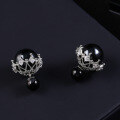 wholesale S925 sterling silver double-sided pearl earrings for women, small and unique, vintage and elegant, new trendy ear accessories-0-2