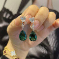wholesale Metal Material: European and American High-Carbon Pear-Shaped Drop 10*14 Green Diamond Earrings Ear Studs Cross-Border Style, New Collection by Zhuozhifan Jewelry-0-0