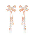wholesale S925 Sterling Silver Zirconia Tassel Bow Ear Studs, Niche, Unique, Fashionable Earrings for Women, Versatile Wholesale-0-0