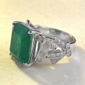 wholesale S925 silver new 10*12mm rectangular simulated emerald ring,-0-1