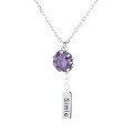 wholesale S925 Sterling Silver Korean-style Minimalist Designer Luxury Amethyst Pendant with English Tag and Tassel Necklace for Women-0-4