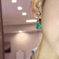 wholesale Metal: 925 Sterling Silver, ZHUOZHFAN Jewelry Style Simulated Emerald Stud Earrings, Vintage-inspired Earrings for Export Hot-Selling Accessories-0-2