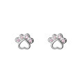 wholesale S925 Sterling Silver Korean-style Small Fresh Diamond-inlaid Hollow Cat Paw Ear Studs Sweet and Lovely Animal Earrings G1564-0-4